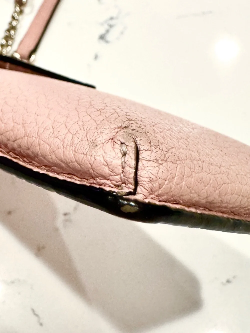 Kate Spade Light Pink Pebbled Leather Gold Chain Strap Phone Crossbody Bag - Picture 7 of 8